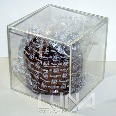 scatola in plexiglas trasparente per panettone 20x20 h20 cm